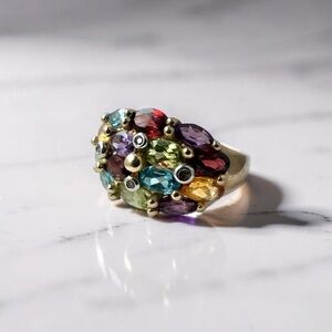 VTG Multi Stone Cluster Ring Gold 10K Size 6.75